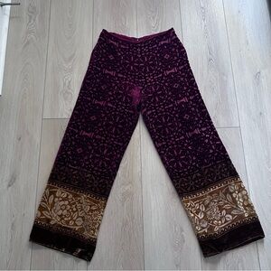 Muse Boho Indie Velvet Burn-Out Wide Leg Pants |10|